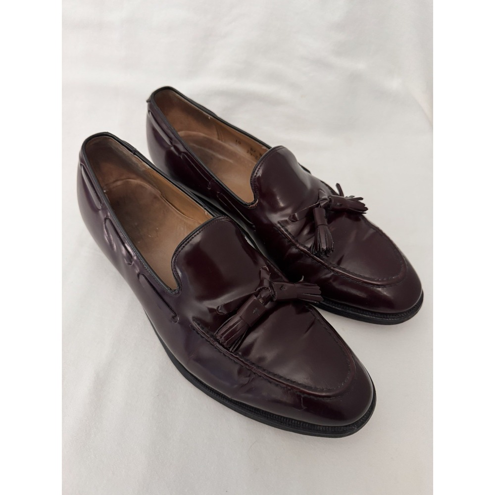 Johnston & Murphy Optima Mens 10 D/B Burgundy Wingtip Tassel Loafers USA